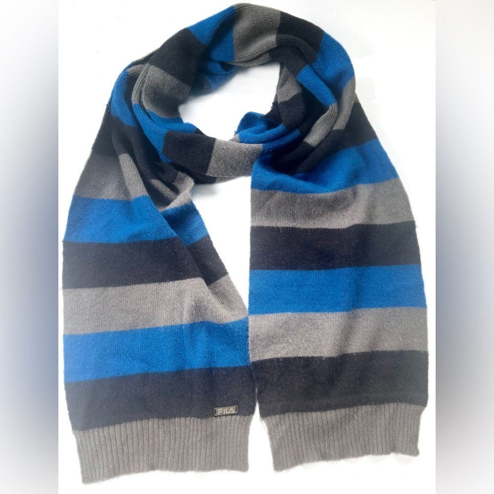 Striped Blue Gray Black  Scarf